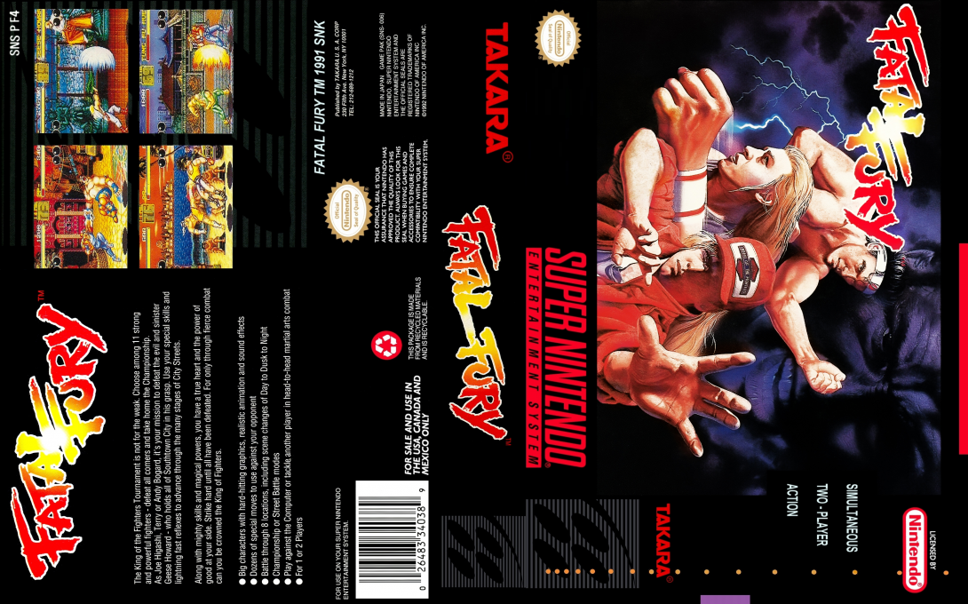 Fatal Fury [US] snes 1992 Box Art
