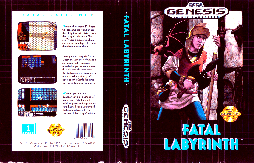 Fatal Labyrinth [US,EU] segaMD 1991 Box Art