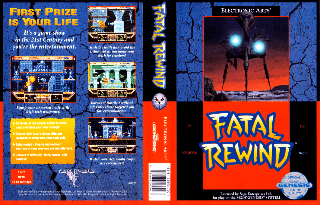 Fatal Rewind [US,EU] segaMD 1991 Box Art