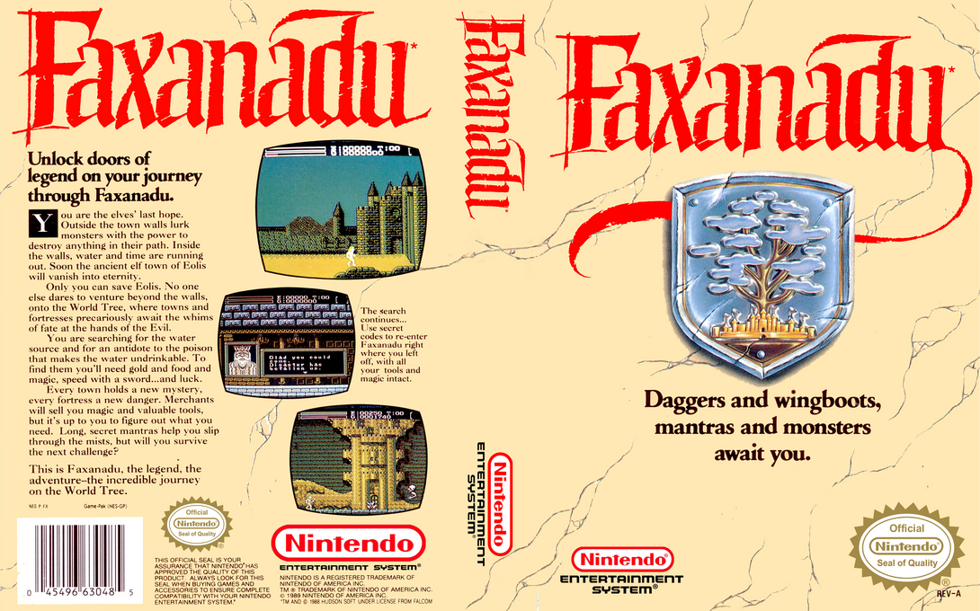Faxanadu [US] nes 1989 Box Art