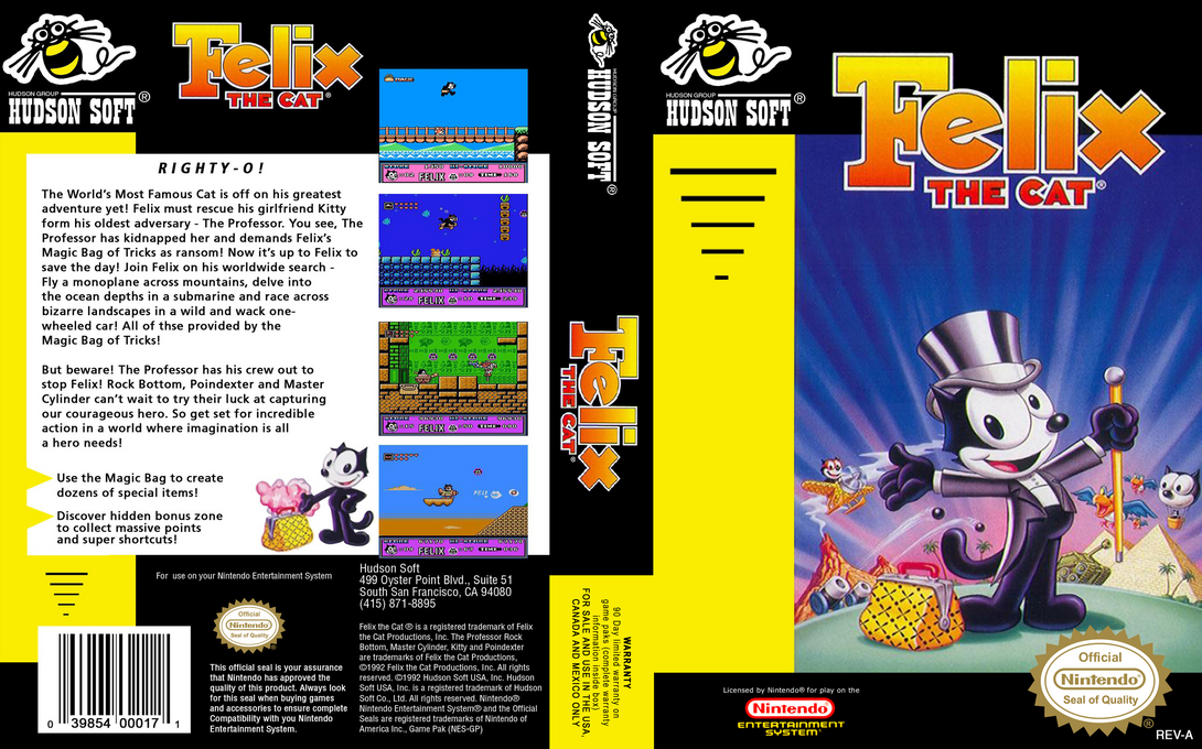 Felix the Cat [US] nes 1992 Box Art