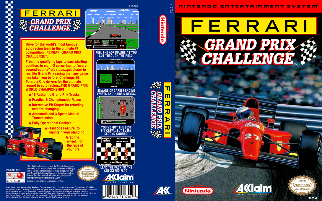 Ferrari Grand Prix Challenge [US] nes 1992 Box Art