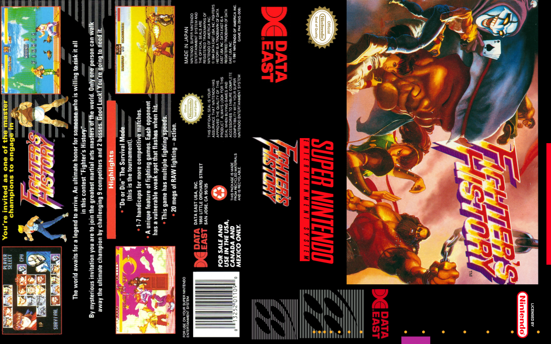 Fighter’s History [US] snes 1994 Box Art