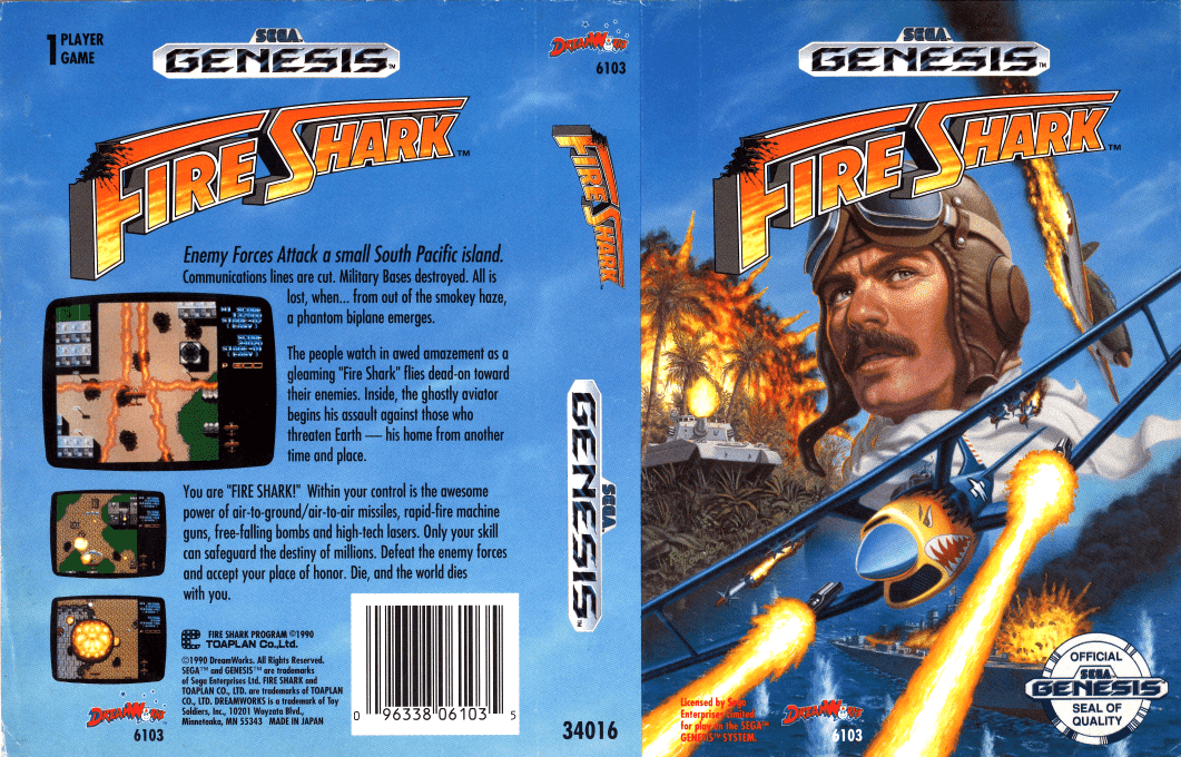 Fire Shark [US] segaMD 1990 Box Art