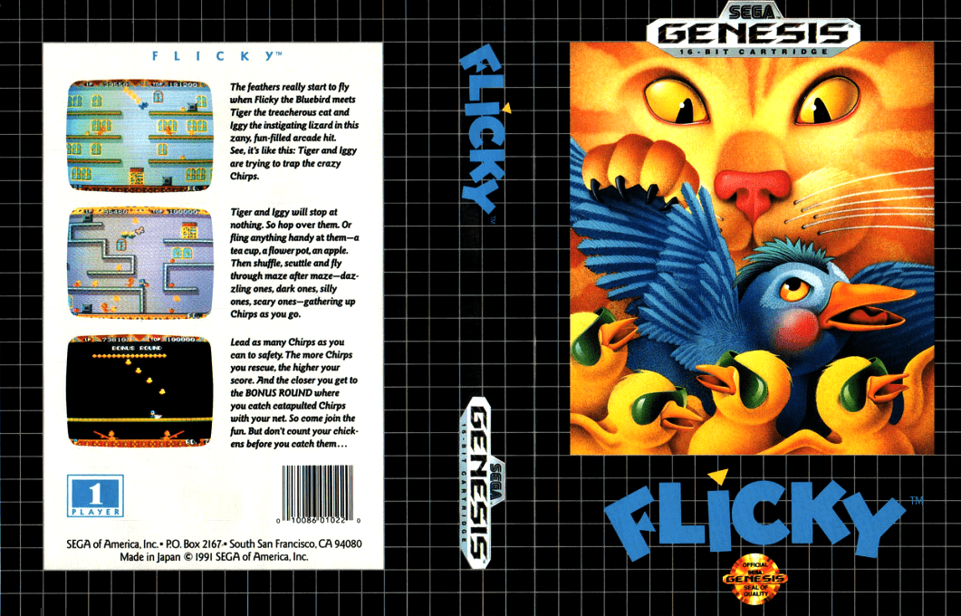 Flicky [US,EU] segaMD 1991 Box Art