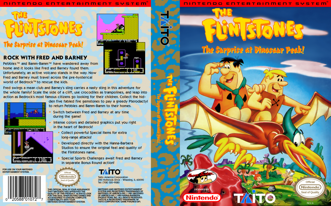 The Flintstones : The Surprise at Dinosaur Peak [US] nes 1994 Box Art