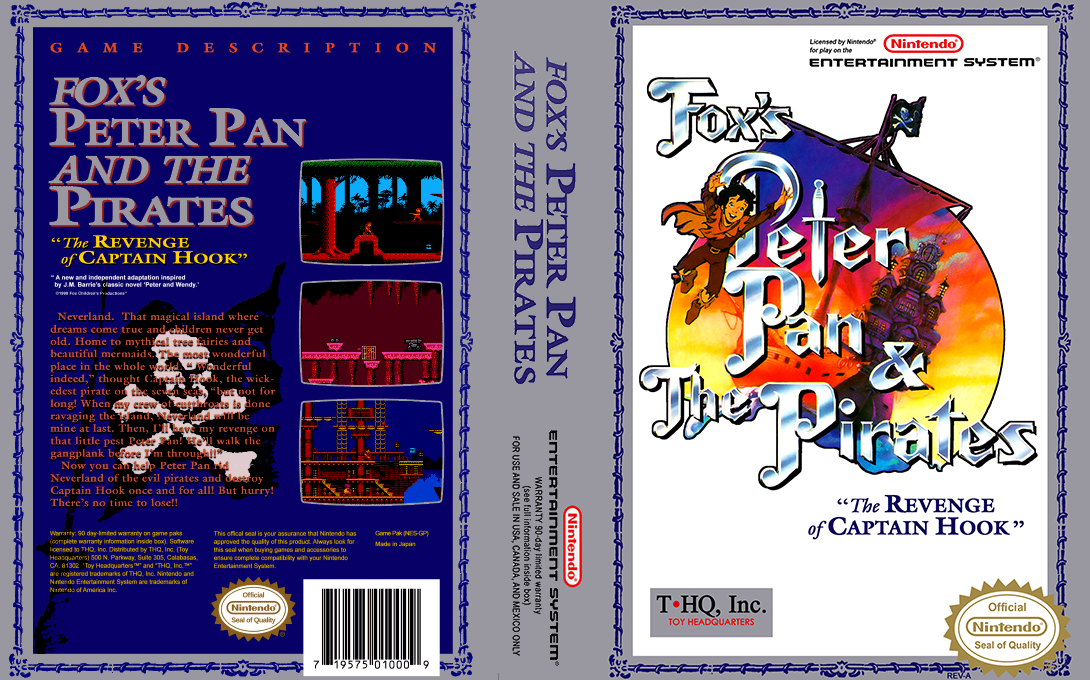 Fox’s Peter Pan & the Pirates : The Revenge of Captain Hook [US] nes 1991 Box Art