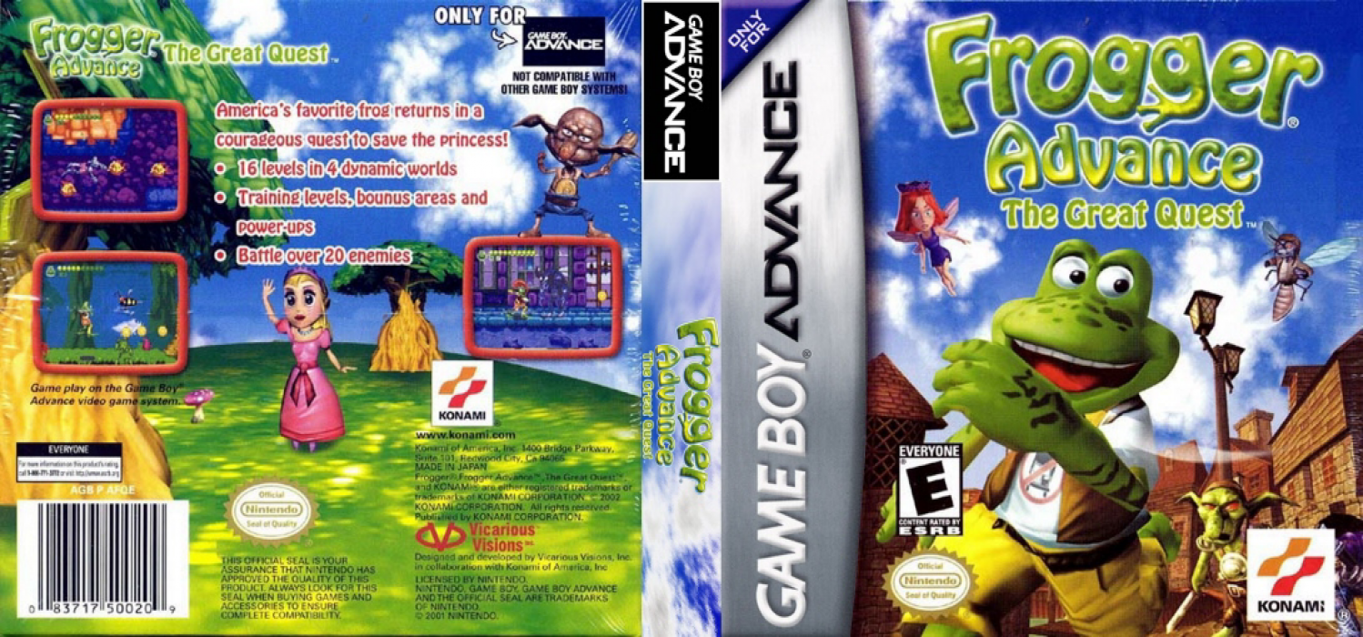 Frogger Advance : The Great Quest [US] gba 2002 Box Art