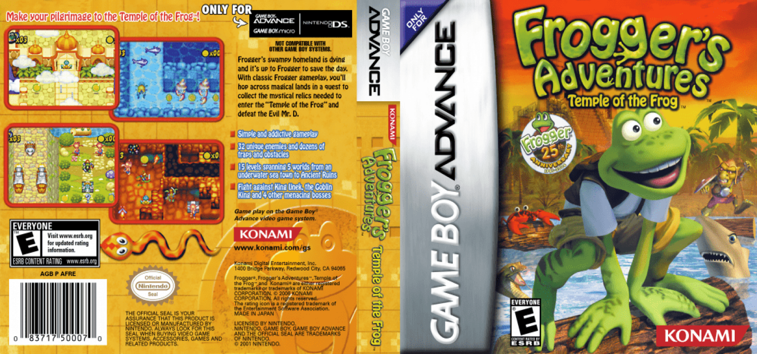 Frogger’s Adventures : Temple of the Frog [US] gba 2001 Box Art