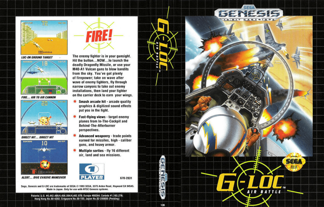 G-LOC Air Battle [WOR] segaMD 1993 Box Art