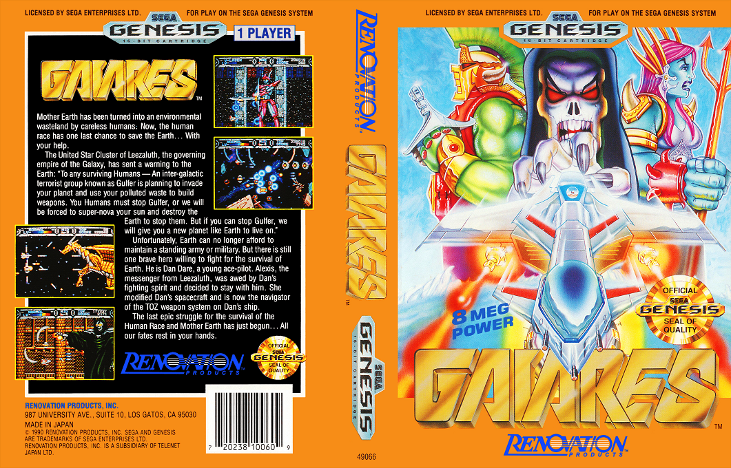 Gaiares [US,JP] segaMD 1990 Box Art