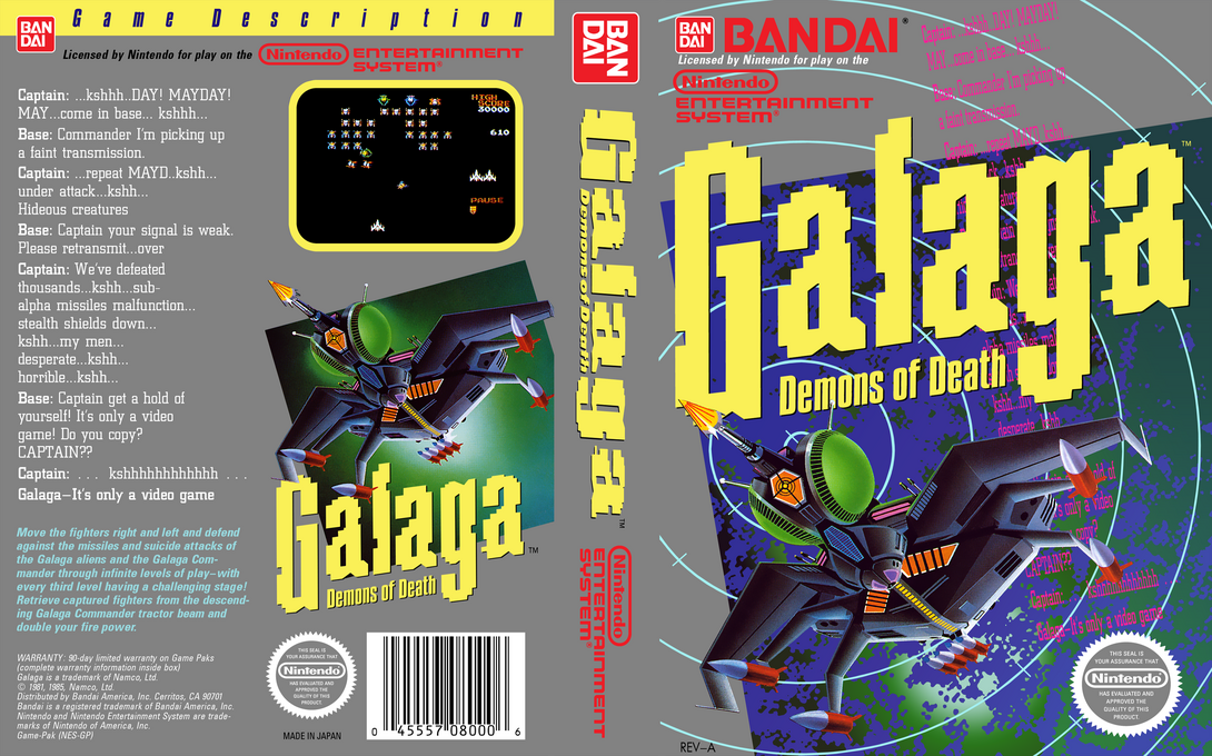 Galaga : Demons of Death [US] nes 1988 Box Art