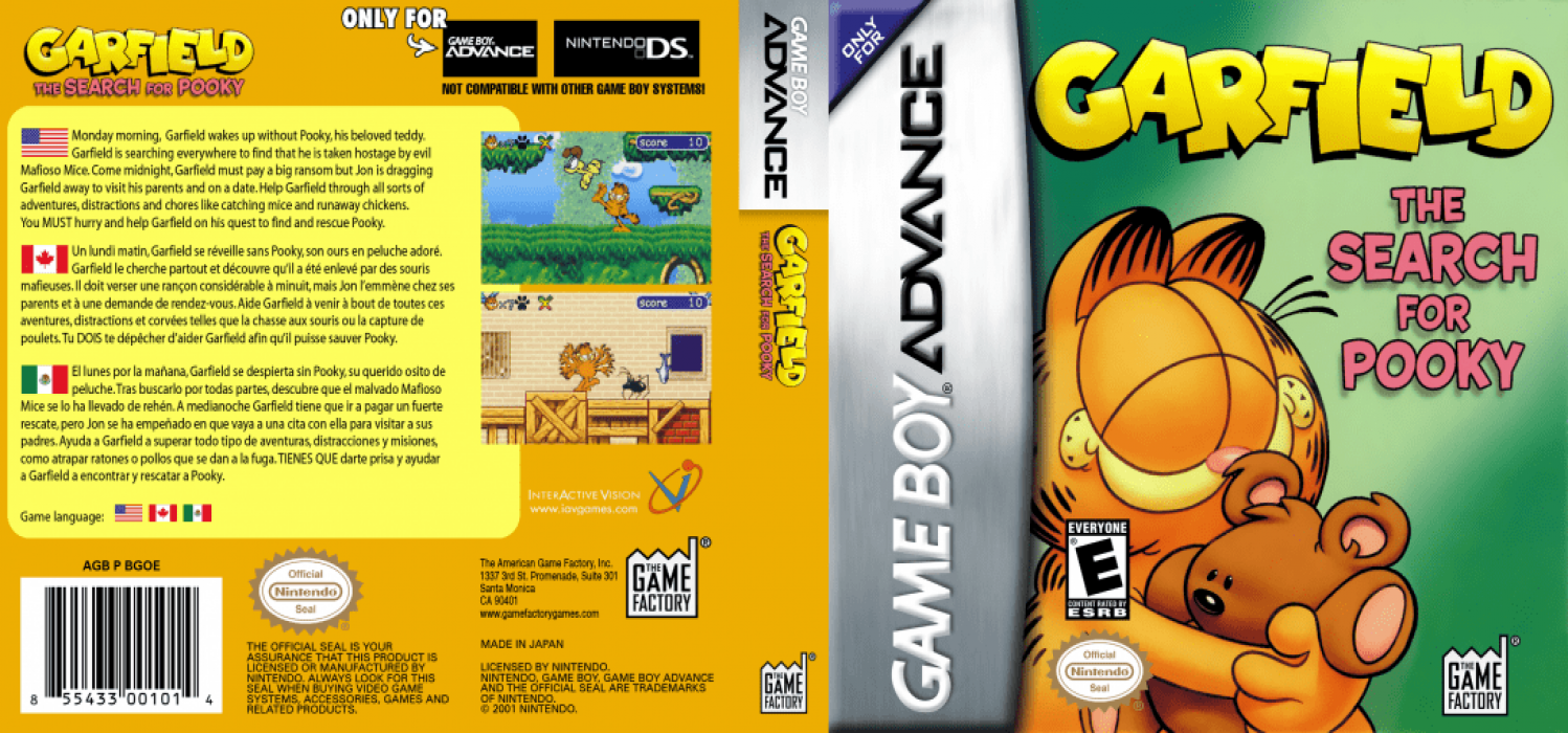 Garfield: The Search for Pooky [US] gba 2005 Box Art