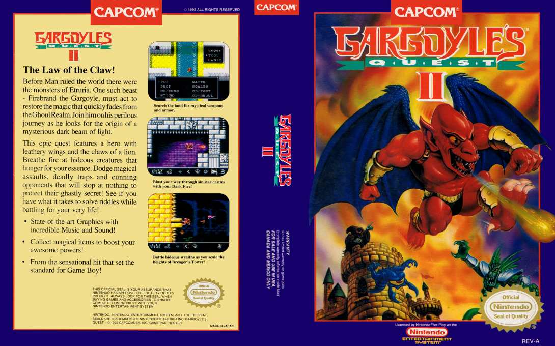 Gargoyle’s Quest II [US] nes 1992 Box Art