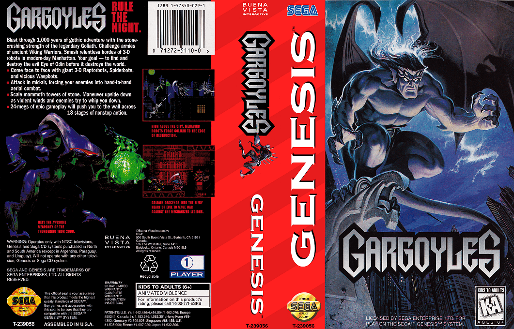 Gargoyles [US] segaMD 1995 Box Art
