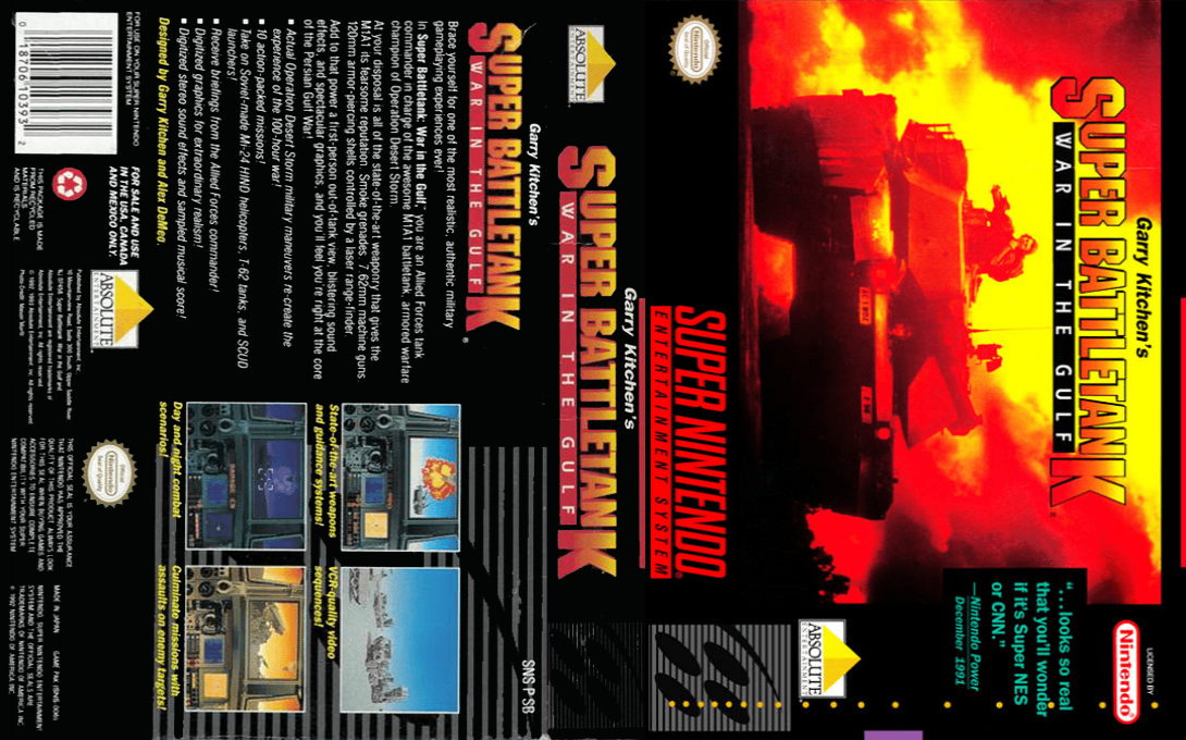 Garry Kitchen’s Super Battletank : War in the Gulf [US] snes 1992 Box Art