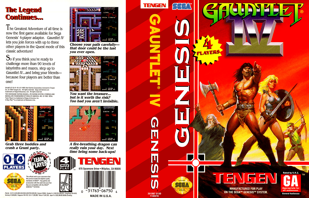 Gauntlet IV [US,EU] segaMD 1993 Box Art