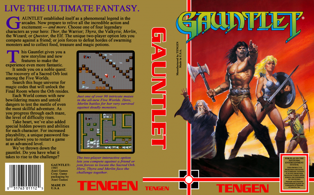 Gauntlet [US] nes 1988 Box Art