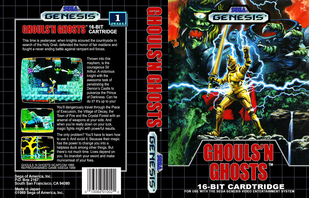 Ghouls’n Ghosts [WOR] segaMD 1989 Box Art