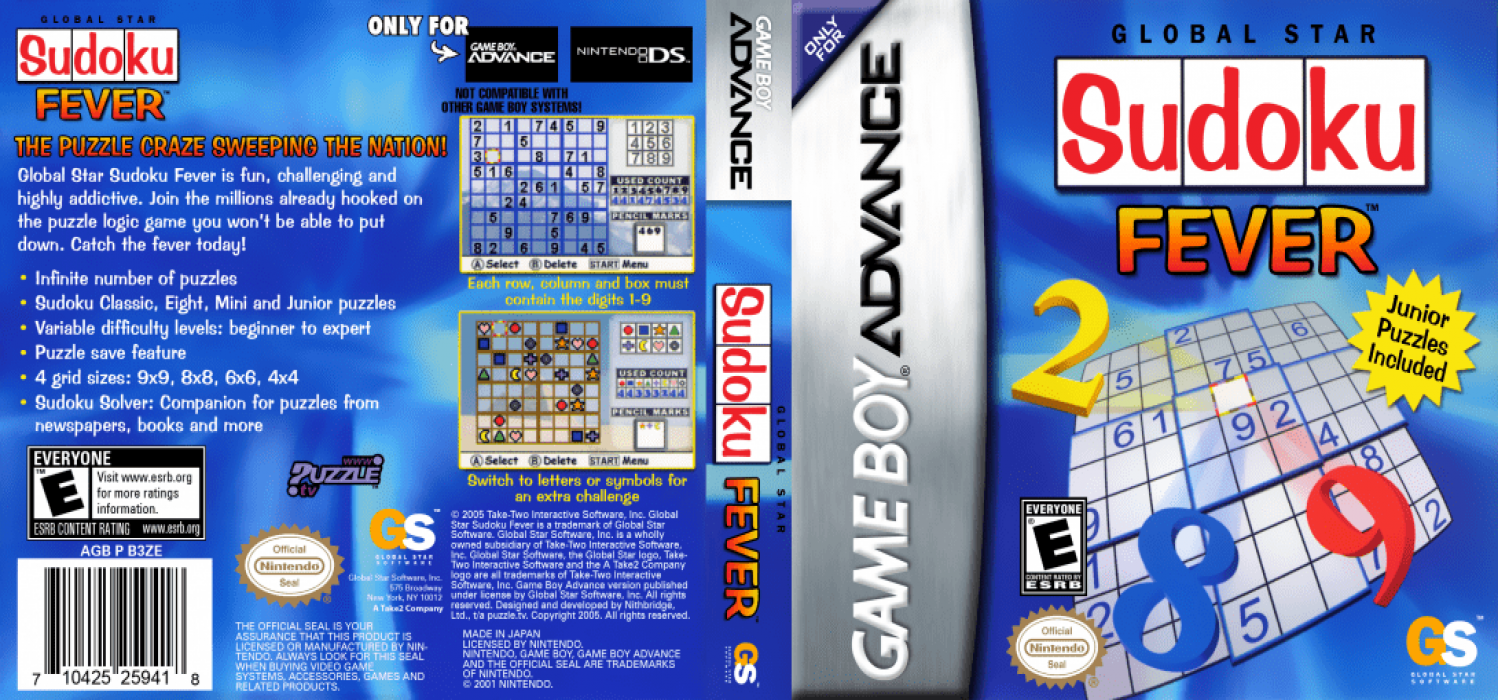 Global Star Sudoku Fever [US] gba 2006 Box Art