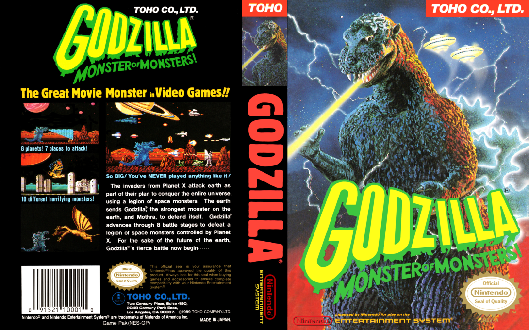 Godzilla : Monster of Monsters [US] nes 1989 Box Art