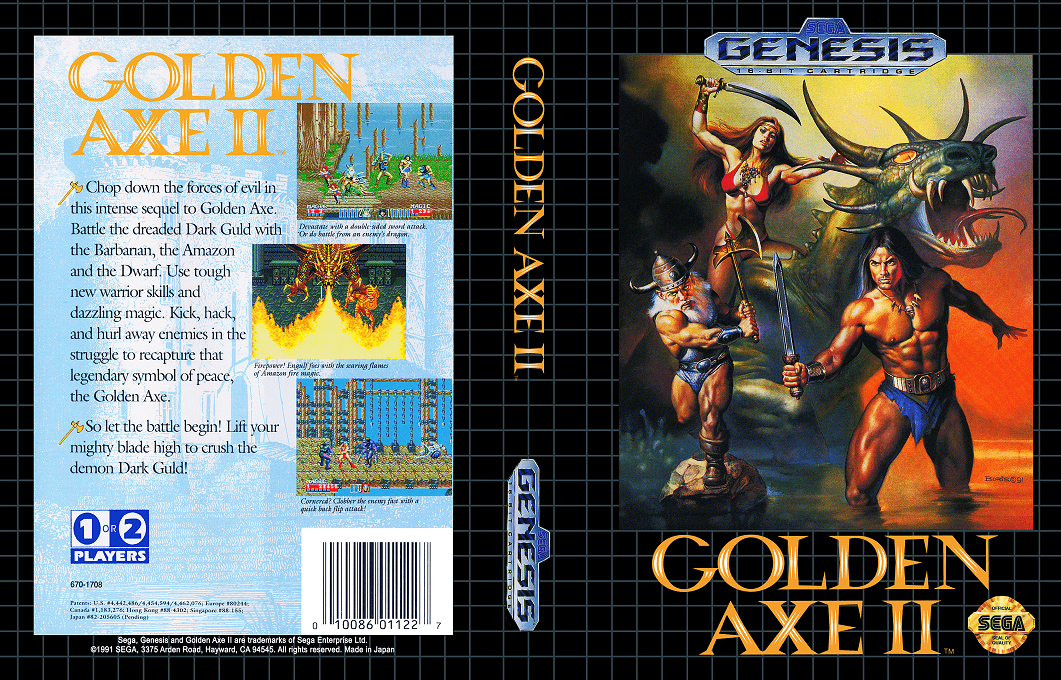 Golden Axe II [WOR] segaMD 1992 Box Art