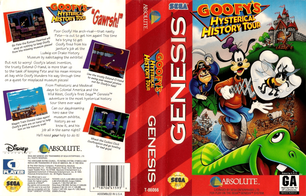 Goofy’s Hysterical History Tour [US] segaMD 1993 Box Art
