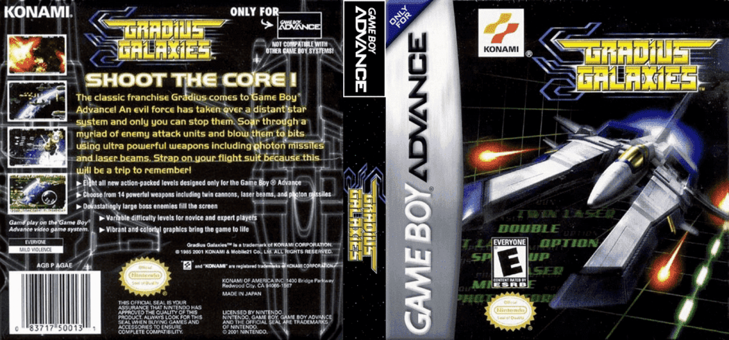 Gradius Galaxies [US] gba 2001 Box Art