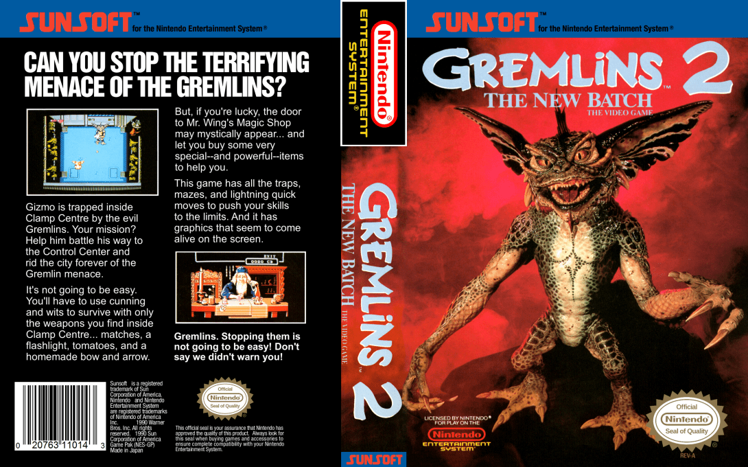 Gremlins 2 : The New Batch [US] nes 1990 Box Art