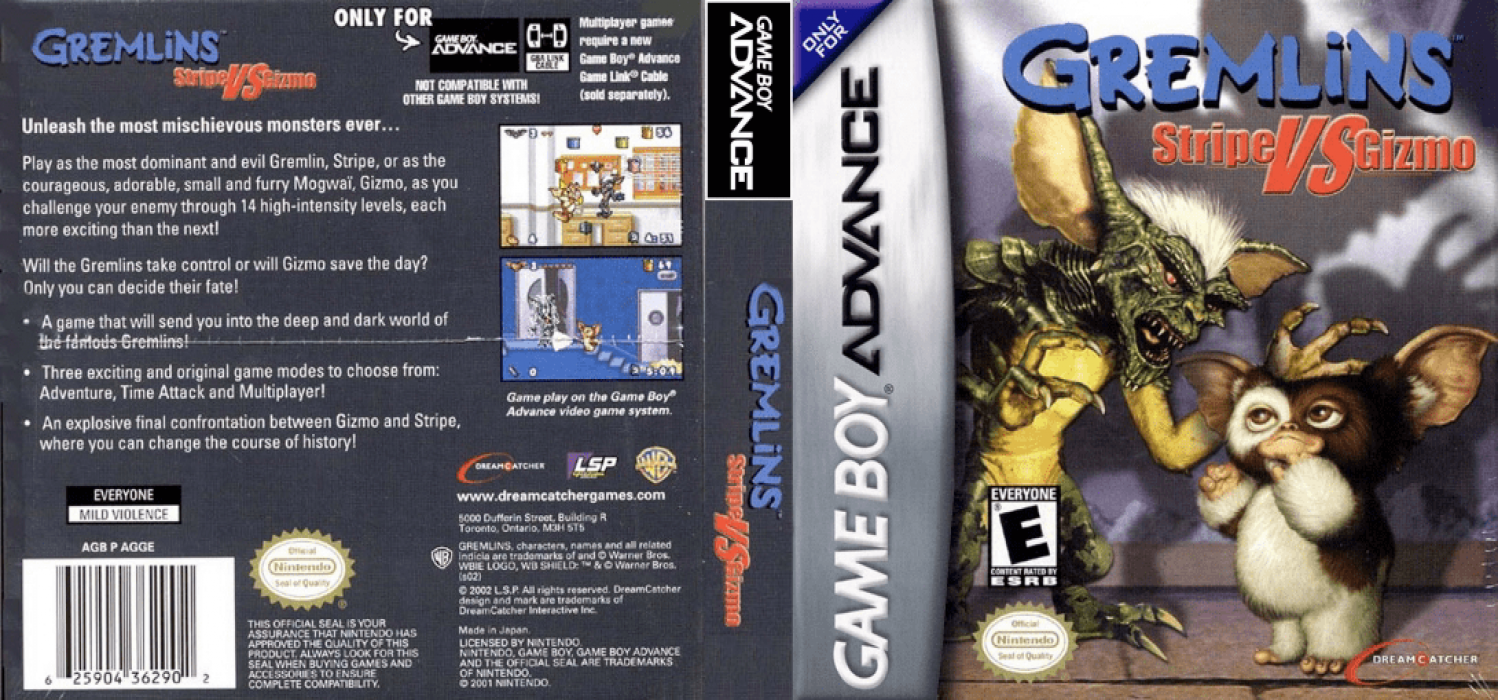 Gremlins : Stripe vs Gizmo [US] gba 2002 Box Art