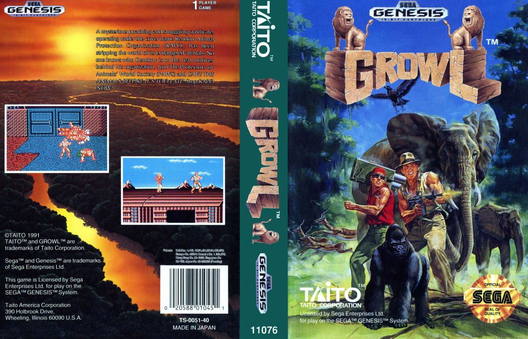 Growl [US] segaMD 1991 Box Art