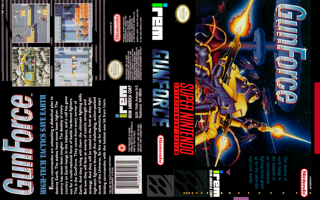 GunForce : Battle Fire Engulfed Terror Island [US] snes 1992 Box Art