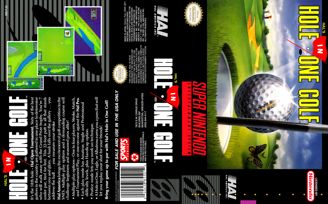HAL’s Hole in One Golf [US] snes 1991 Box Art