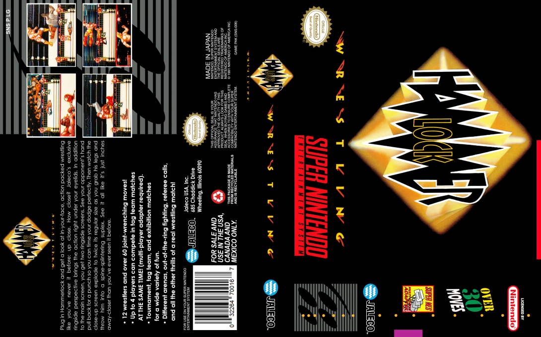 Hammer Lock Wrestling [US] snes 1994 Box Art