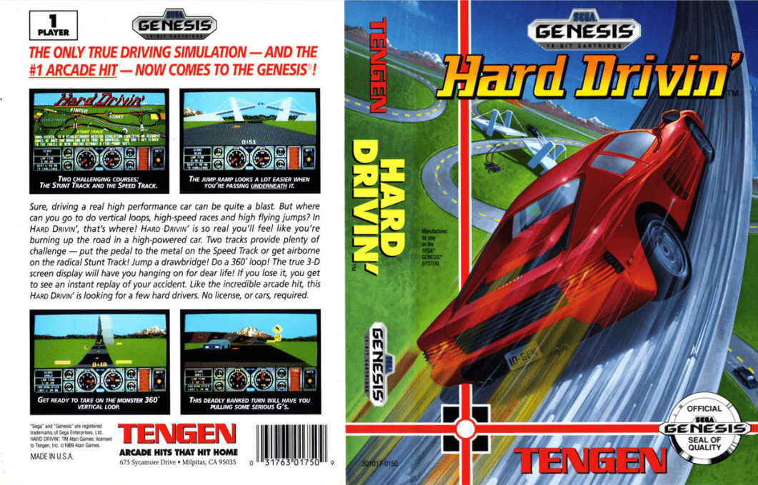 Hard Drivin’ [WOR] segaMD 1990 Box Art