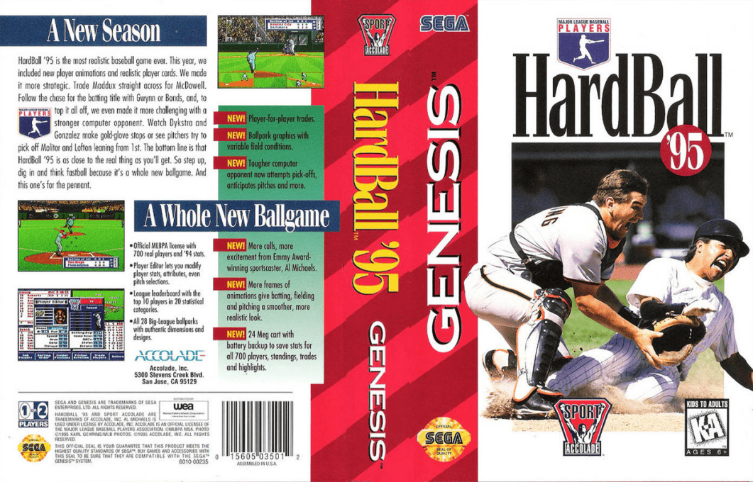 HardBall ’95 [US] segaMD 1995 Box Art