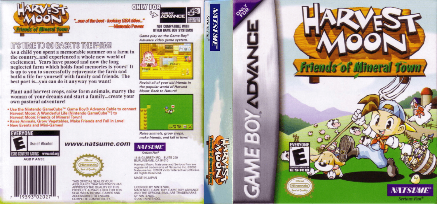 Harvest Moon : Friends of Mineral Town [US] gba 2003 Box Art