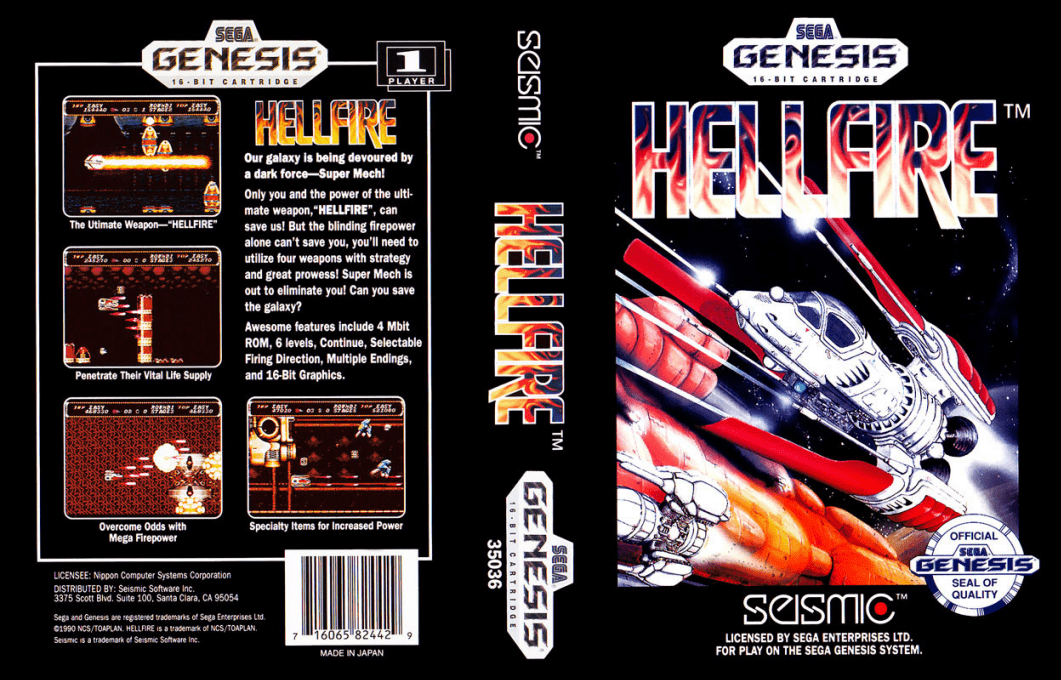 Hellfire [US] segaMD 1990 Box Art