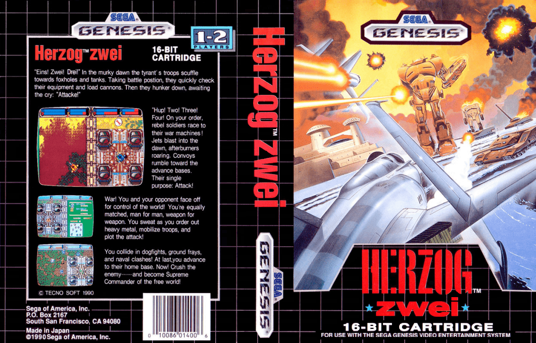 Herzog Zwei [US,EU] segaMD 1988 Box Art