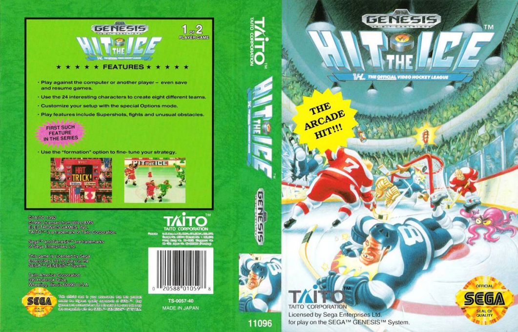 Hit the Ice : The Video Hockey League [US] segaMD 1992 Box Art