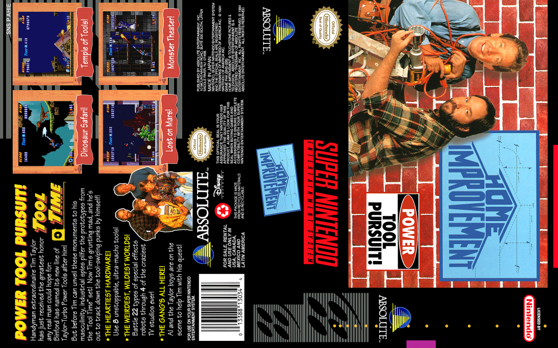 Home Improvement : Power Tool Pursuit! [US] snes 1994 Box Art