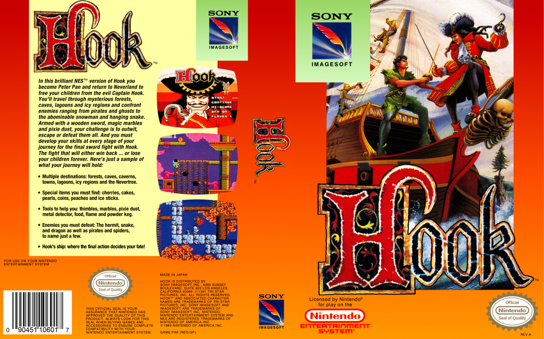 Hook [US] nes 1992 Box Art