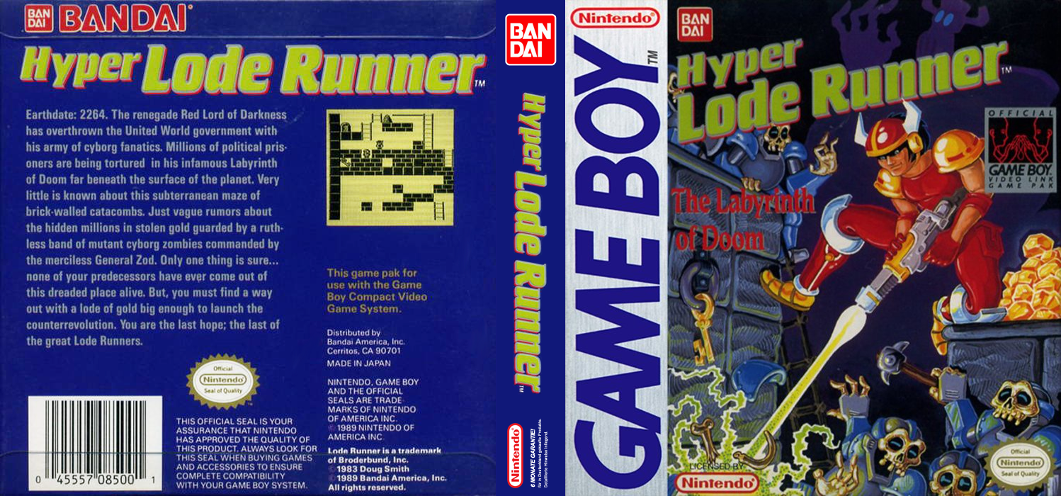 Hyper Lode Runner [WOR] gb 1989 Box Art