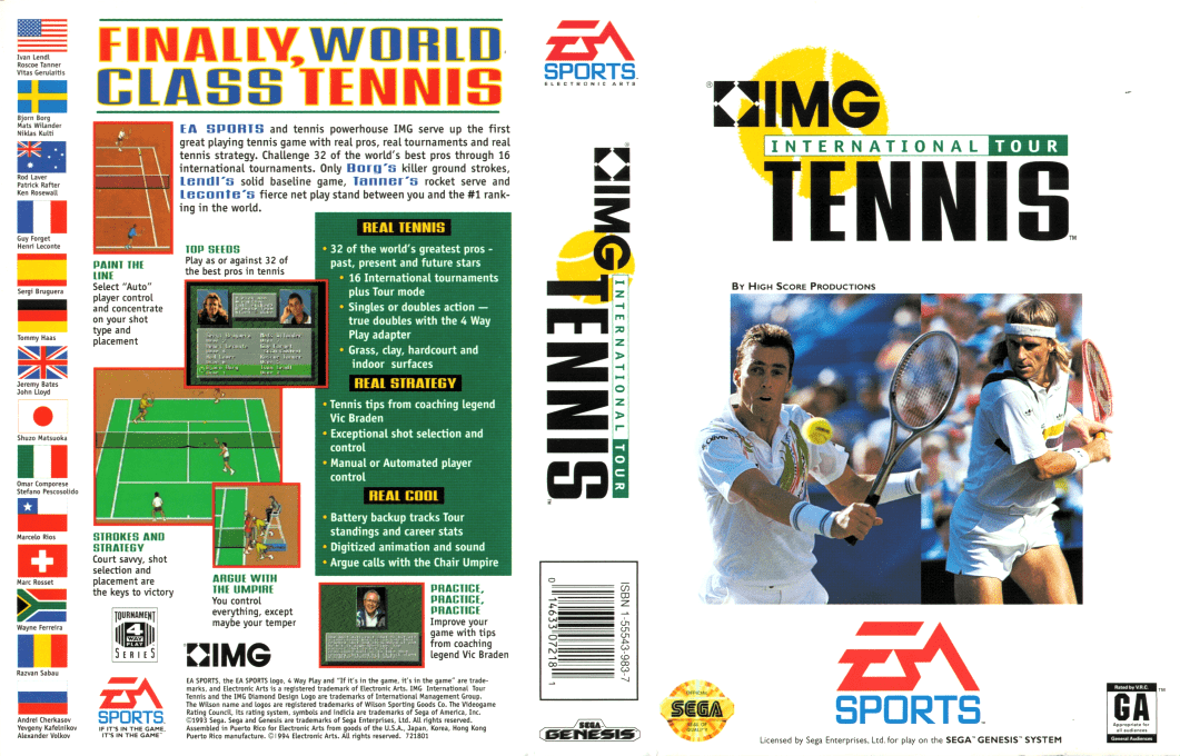 IMG International Tour Tennis [US,EU] segaMD 1994 Box Art
