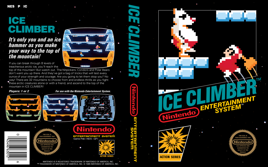 Ice Climber [US,EU,KR] nes 1985 Box Art