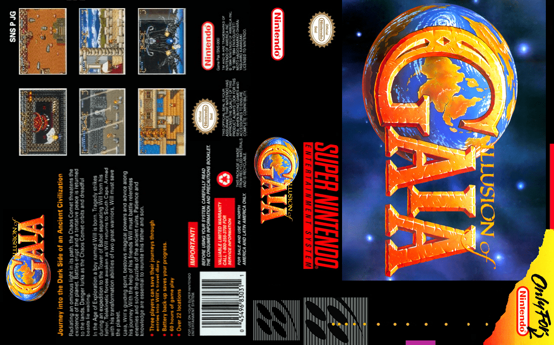 Illusion of Gaia [US] snes 1994 Box Art