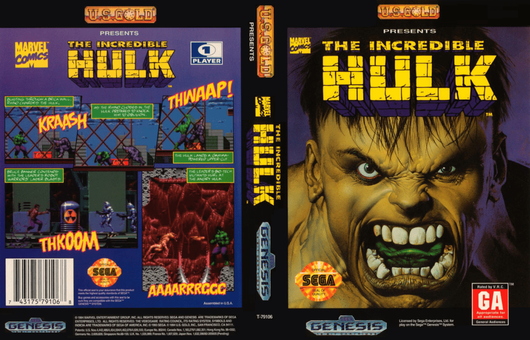 The Incredible Hulk [US,EU] segaMD 1994 Box Art