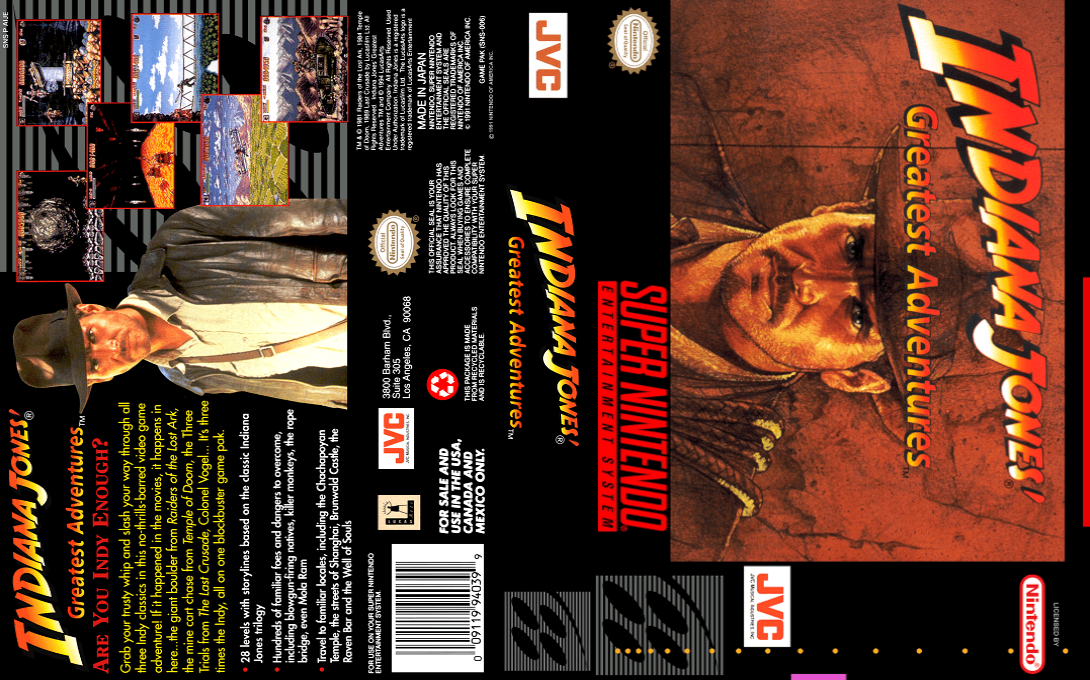 Indiana Jones’ Greatest Adventures [US] snes 1995 Box Art