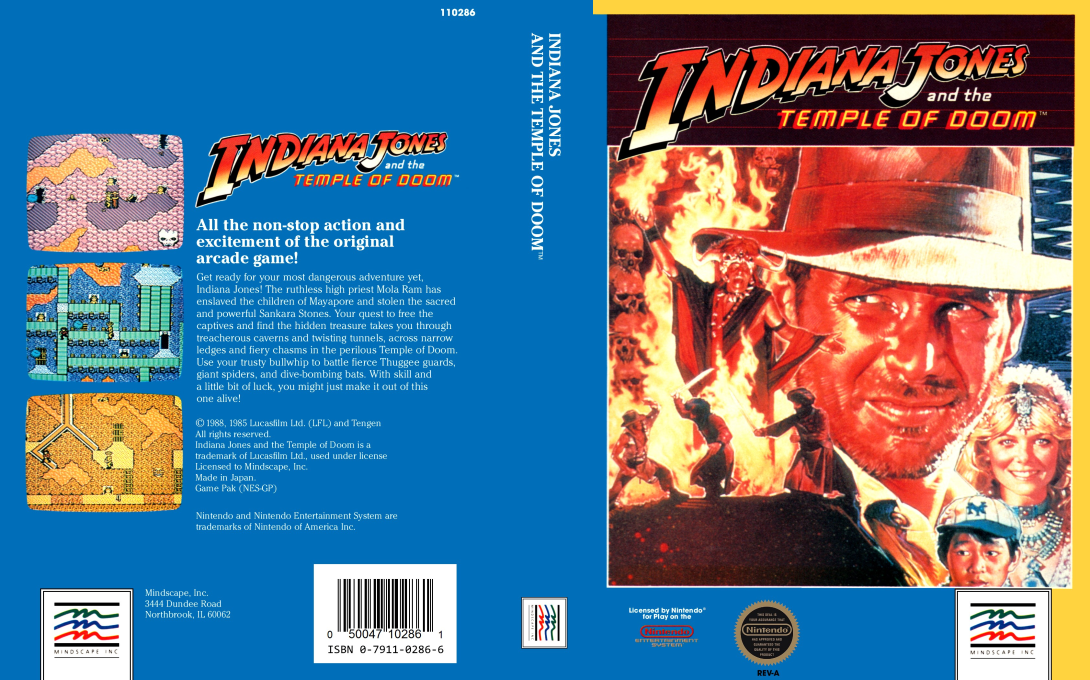 Indiana Jones and the Temple of Doom [US] nes 1988 Box Art