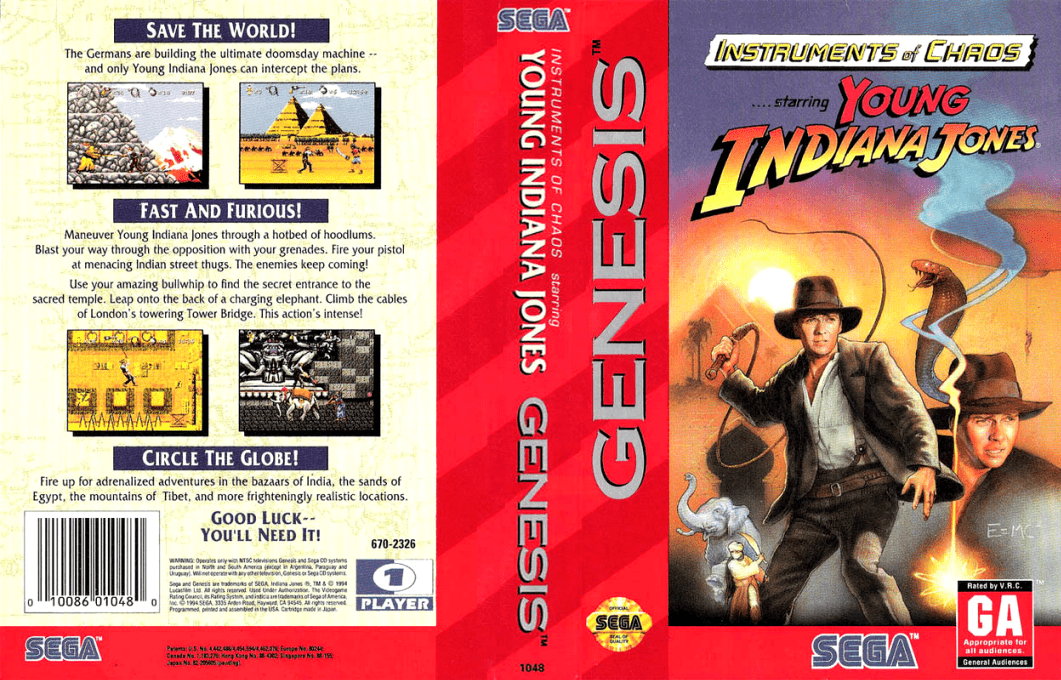 Instruments of Chaos Starring Young Indiana Jones [US] segaMD 1994 Box Art